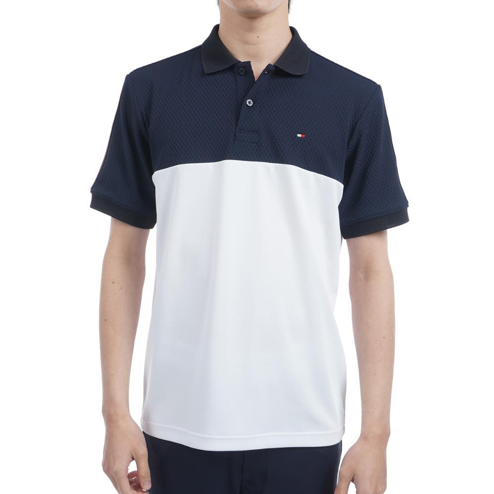 トミー ヒルフィガー ゴルフ（TOMMY HILFIGER GOLF）（メンズ）ゴルフウェア 吸水速乾 カラーブロック 半袖ポロシャツ THMA528-NVY