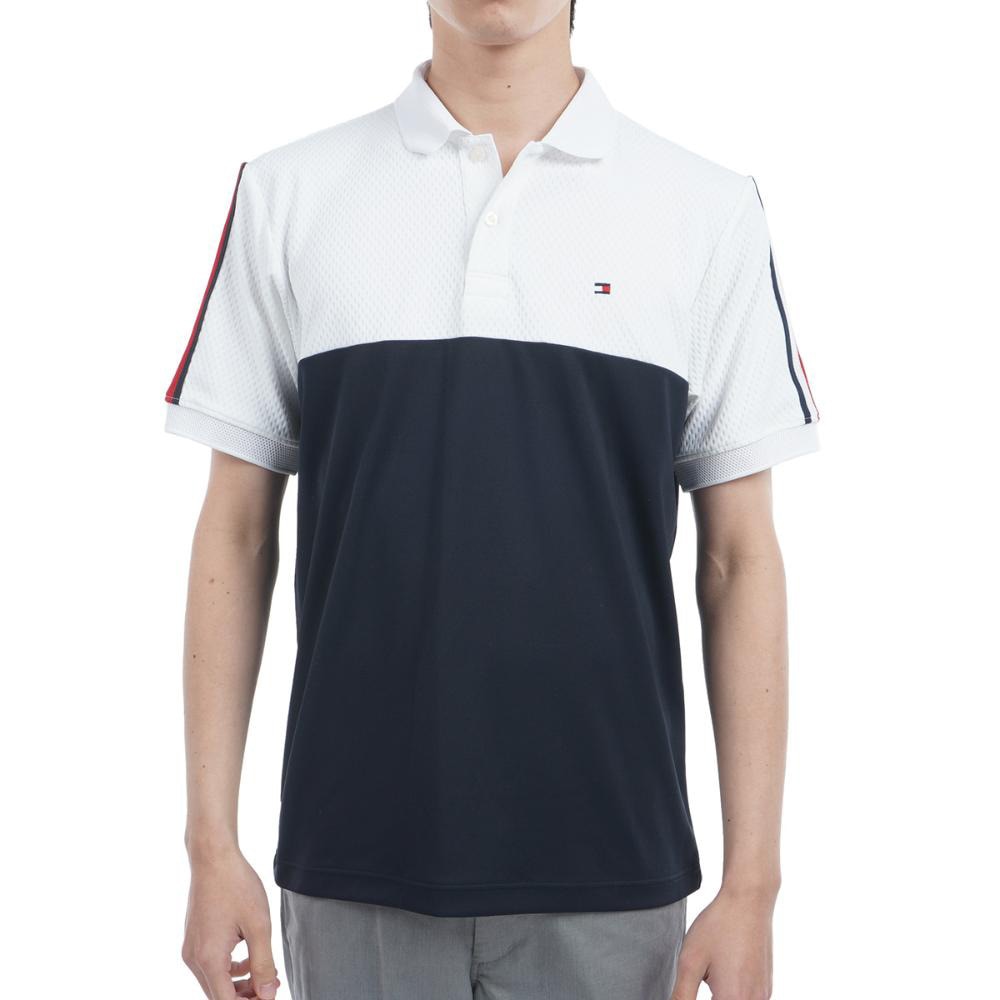 トミー ヒルフィガー ゴルフ（TOMMY HILFIGER GOLF）（メンズ）ゴルフウェア 吸水速乾 カラーブロック 半袖ポロシャツ THMA528-WHT