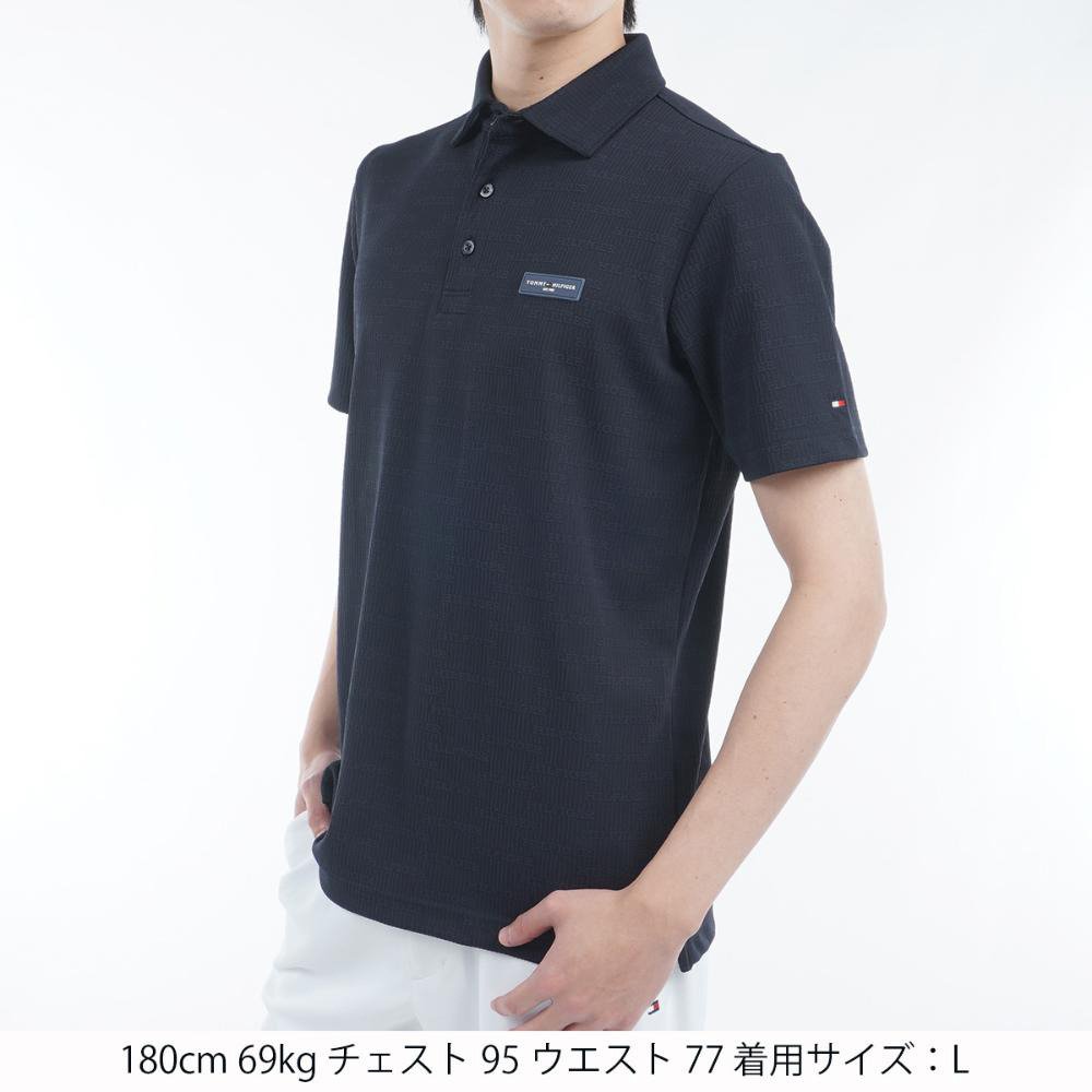 トミーヒルフィガーゴルフ（TOMMY HILFIGER GOLF）（メンズ）ゴルフウェア 吸水速乾 ロゴジャガード 半袖シャツ THMA530-NVY