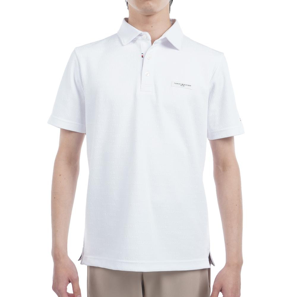 トミー ヒルフィガー ゴルフ（TOMMY HILFIGER GOLF）（メンズ）ゴルフウェア 吸水速乾 ロゴジャガード 半袖シャツ THMA530-WHT