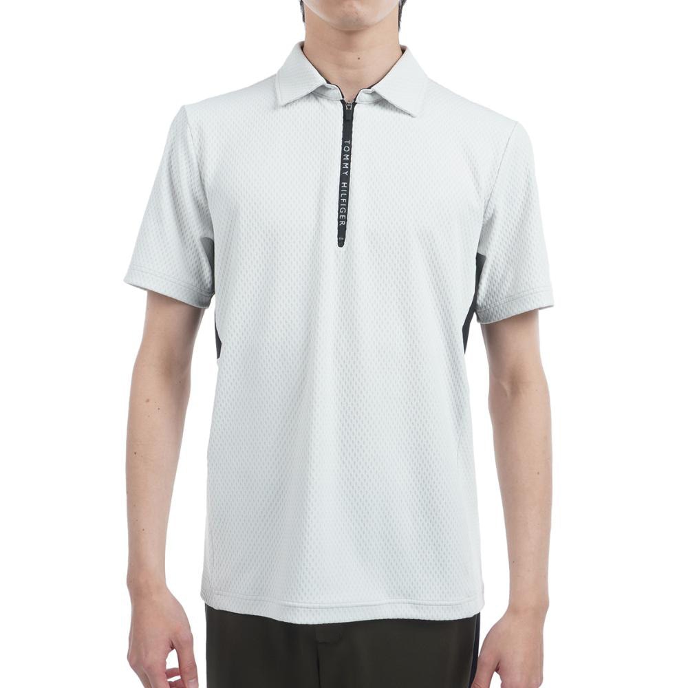 トミー ヒルフィガー ゴルフ（TOMMY HILFIGER GOLF）（メンズ）ゴルフウェア リンクスジャガード 半袖ハーフジップシャツ THMA536-LGRY