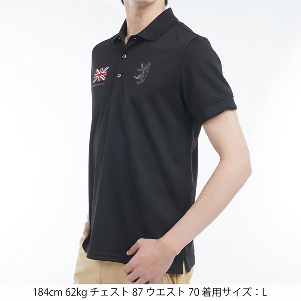 アドミラル ゴルフ（Admiral GOLF）（メンズ）ゴルフウェア 半袖 フラッグポロシャツ ADMA517-BLK