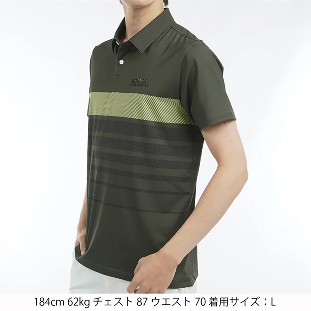 アドミラル ゴルフ（Admiral GOLF）（メンズ）ゴルフウェア グラデーションボーダー プリントシャツ ADMA519-OLV