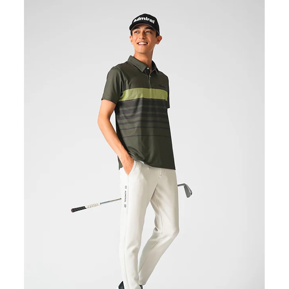 アドミラル ゴルフ（Admiral GOLF）（メンズ）ゴルフウェア グラデーションボーダー プリントシャツ ADMA519-OLV