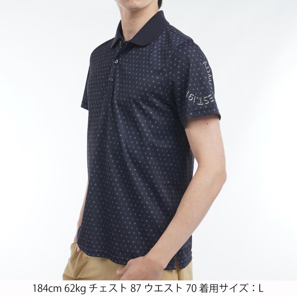 アドミラル ゴルフ（Admiral GOLF）（メンズ）ゴルフウェア モノグラムプリントスパッシーポロシャツ ADMA526-NVY