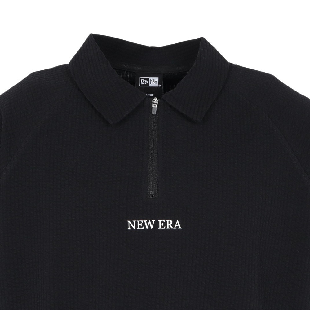 ニューエラ（NEW ERA）（メンズ、レディース）ゴルフウェア 吸汗速乾 半袖 スキッパー ポロシャツ Seersucker BLK 14391490