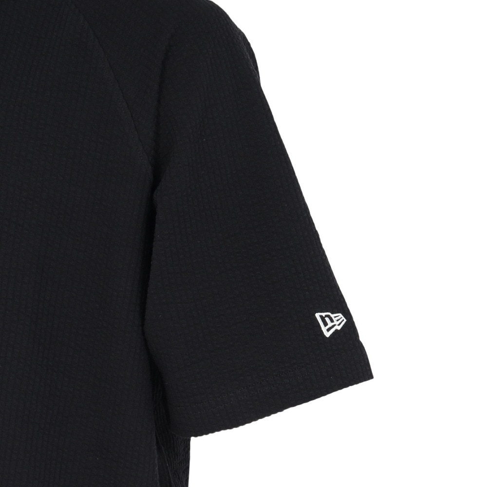 ニューエラ（NEW ERA）（メンズ、レディース）ゴルフウェア 吸汗速乾 半袖 スキッパー ポロシャツ Seersucker BLK 14391490