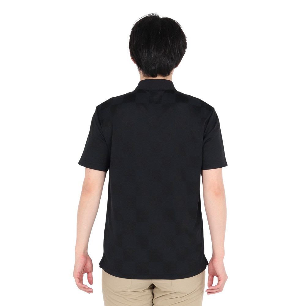 ニューエラ（NEW ERA）（メンズ、レディース）ゴルフウェア 吸汗速乾 半袖 ポロシャツ Checker Pattern ブラック 14391518
