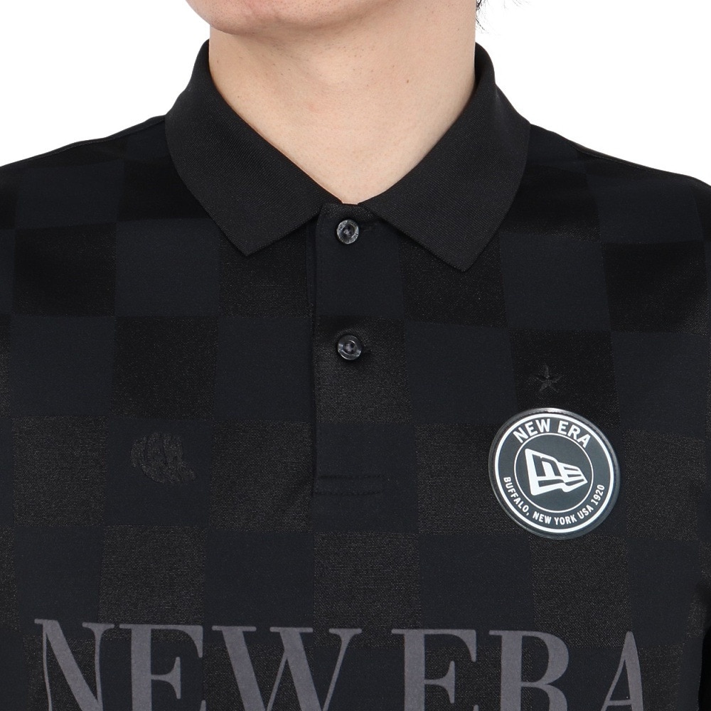 ニューエラ（NEW ERA）（メンズ、レディース）ゴルフウェア 吸汗速乾 半袖 ポロシャツ Checker Pattern ブラック 14391518
