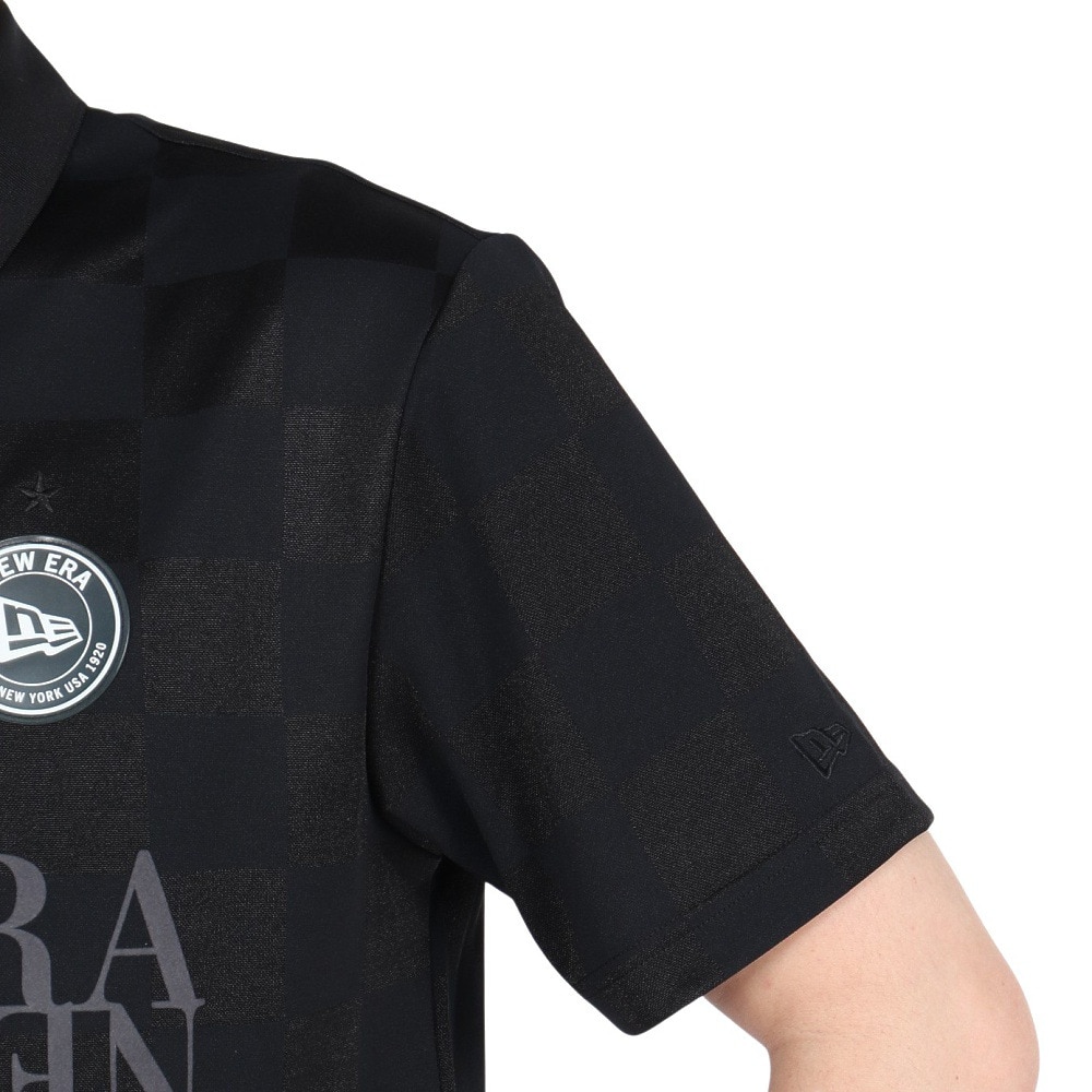 ニューエラ（NEW ERA）（メンズ、レディース）ゴルフウェア 吸汗速乾 半袖 ポロシャツ Checker Pattern ブラック 14391518
