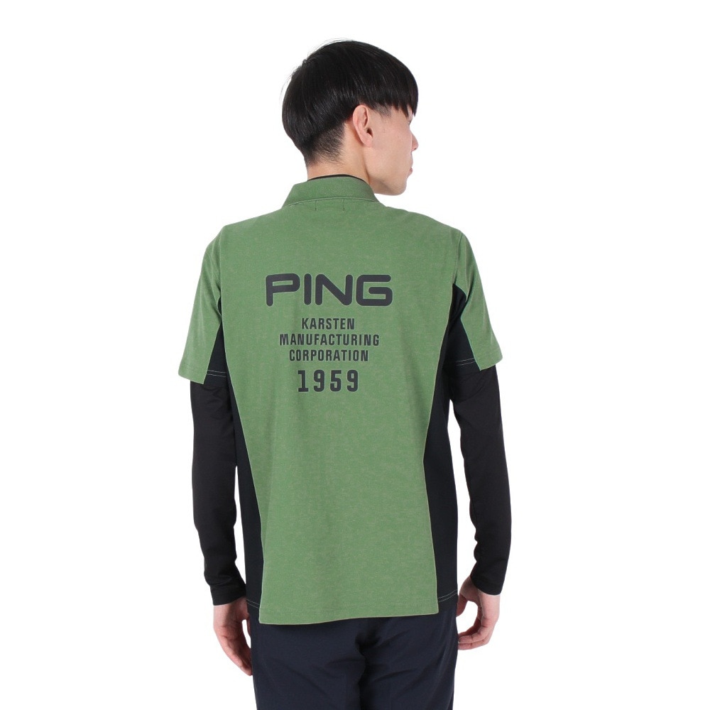 ピン（PING）（メンズ）ゴルフウェア 速乾 半袖ポロシャツ インナー レイヤードツインセット 621-5160201-140