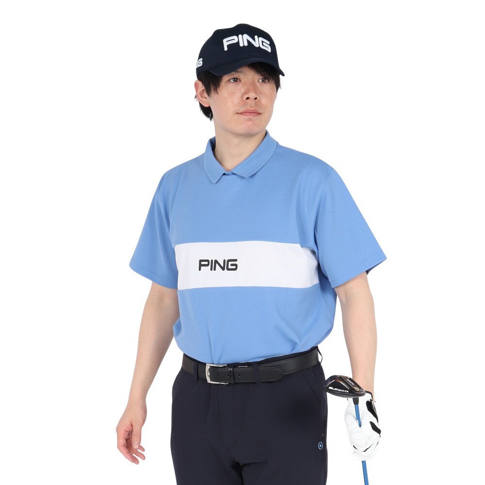 ピン（PING）（メンズ）ゴルフウェア アドエルムメッシュカノコ 半袖ポロシャツ 621-5160211-110