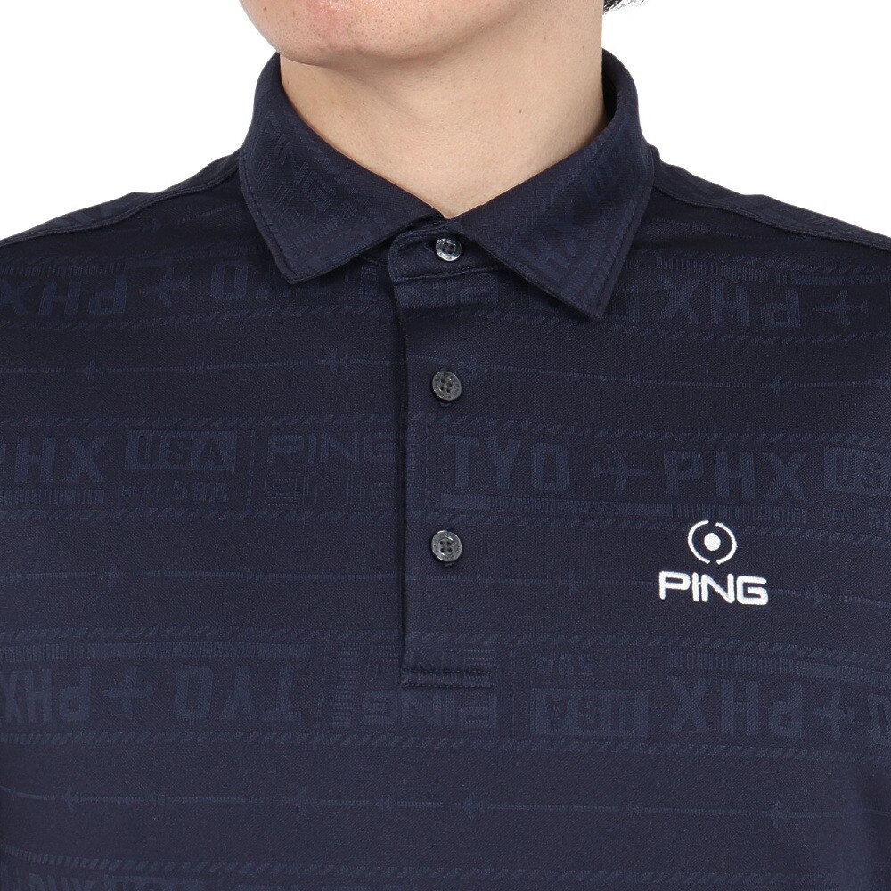 ピン（PING）（メンズ）ゴルフウェア チケット柄ジャガード 半袖ポロシャツ 621-5160219-120