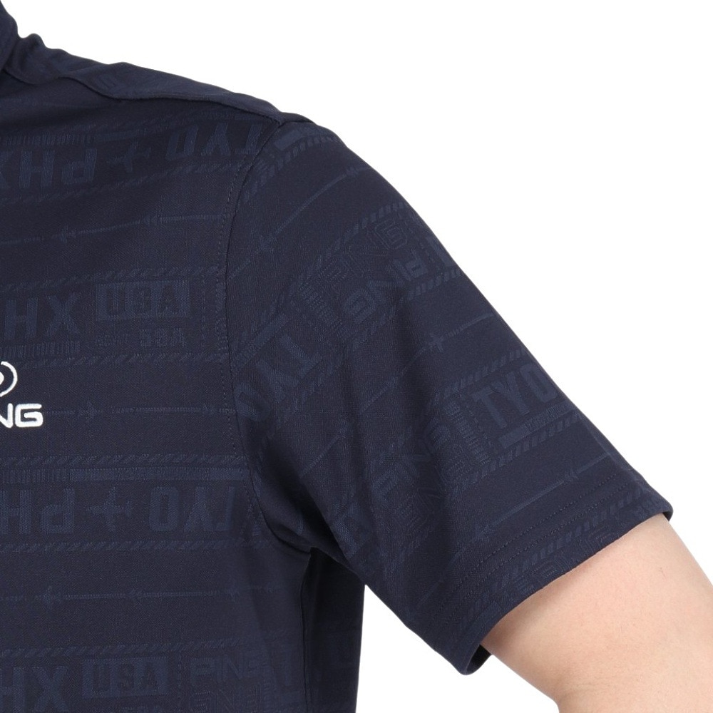 ピン（PING）（メンズ）ゴルフウェア チケット柄ジャガード 半袖ポロシャツ 621-5160219-120