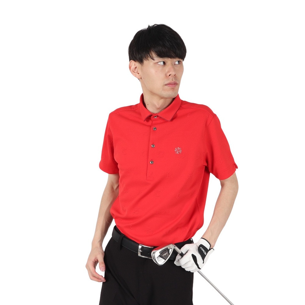 セントアンドリュース（ST.ANDREWS）（メンズ）ゴルフウェア ふくれジャガードロゴ半袖ポロシャツ 042-5160251-100