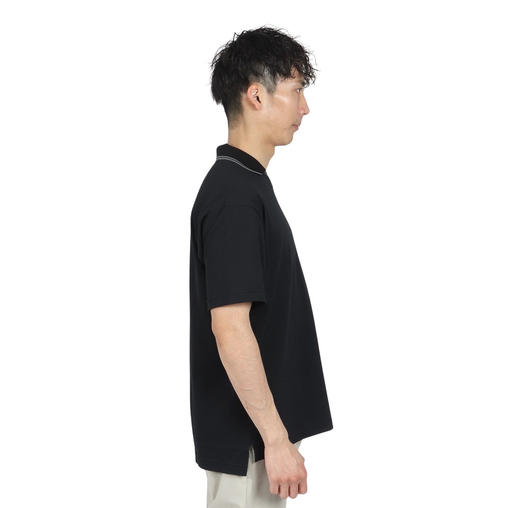 デサントゴルフ（DESCENTEGOLF）（メンズ）ゴルフウェア 吸汗速乾 遮熱 スキッパーネック 鹿の子 半袖シャツ DG5SHS08M BK00