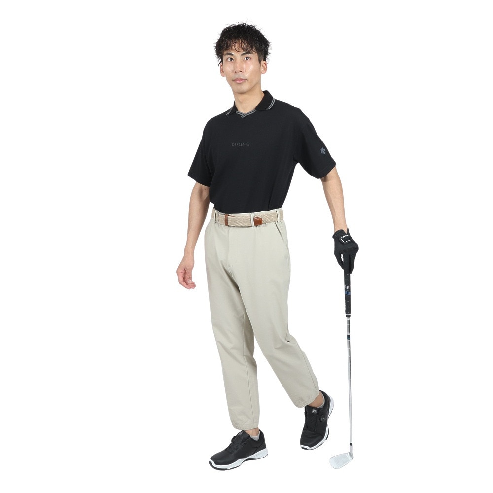 デサントゴルフ（DESCENTEGOLF）（メンズ）ゴルフウェア 吸汗速乾 遮熱 スキッパーネック 鹿の子 半袖シャツ DG5SHS08M BK00