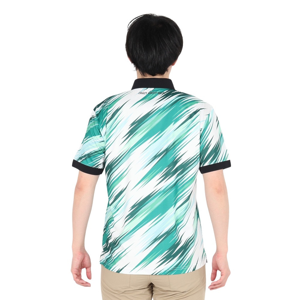 ニューエラ（NEW ERA）（メンズ、レディース）ゴルフウェア 吸汗速乾 抗菌 半袖 鹿の子ポロシャツ Palm Leaf Camo エメラルドグリーン 14391487