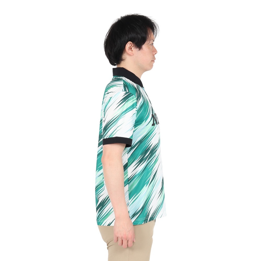 ニューエラ（NEW ERA）（メンズ、レディース）ゴルフウェア 吸汗速乾 抗菌 半袖 鹿の子ポロシャツ Palm Leaf Camo エメラルドグリーン 14391487