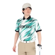 (メンズ、レディース)ゴルフウェア 半袖 鹿の子 ポロシャツ Palm Leaf Camo エメラルドグリーン 14391487
