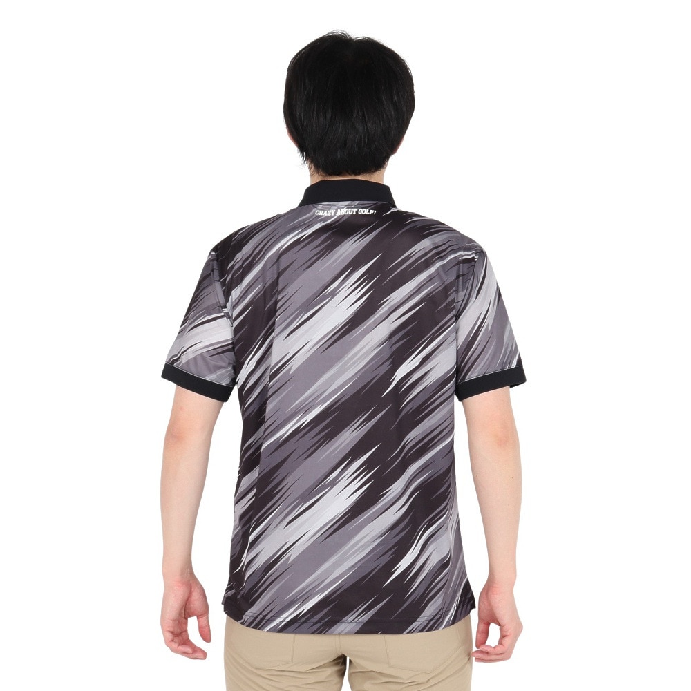 ニューエラ（NEW ERA）（メンズ、レディース）ゴルフウェア 吸汗速乾 半袖 鹿の子 ポロシャツ Palm Leaf Camo ブラック 14391488
