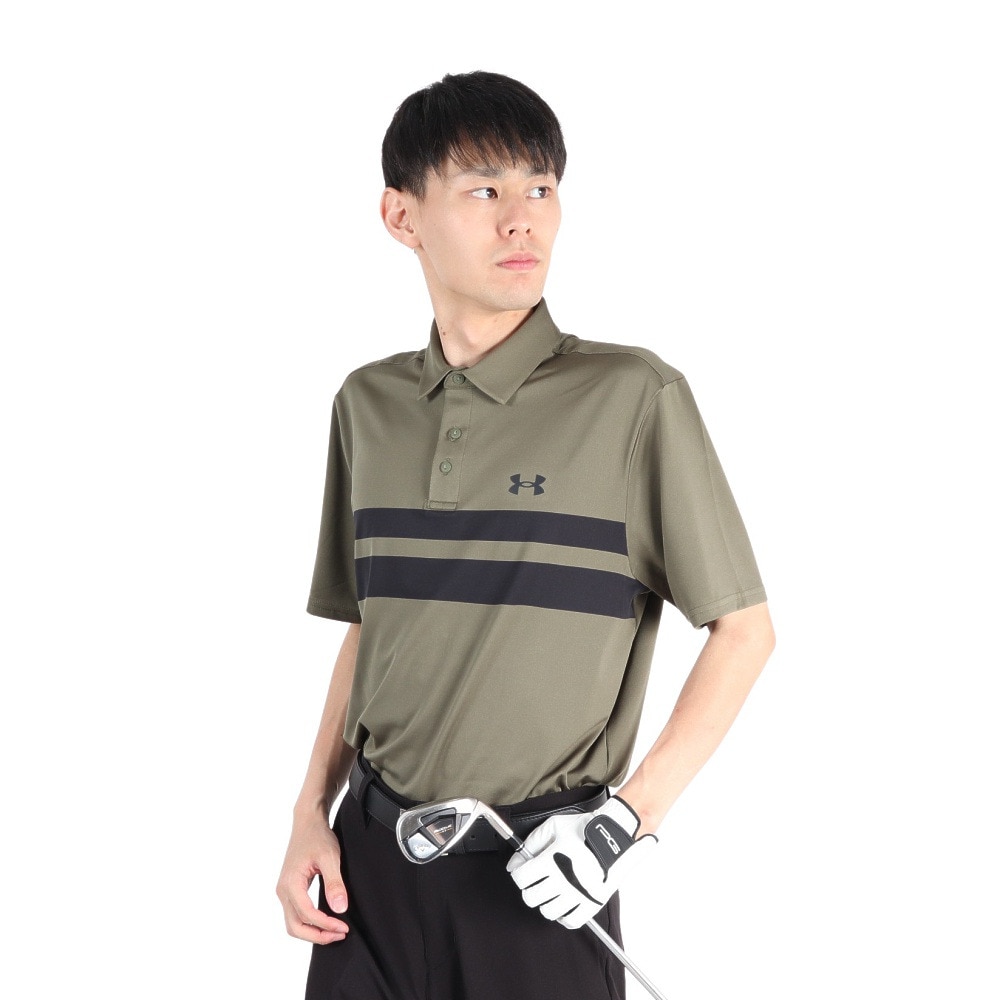アンダーアーマー（UNDER ARMOUR）（メンズ）ゴルフウェア UVケア プレイオフ 3 ストリップ 半袖ポロシャツ 1378676 390