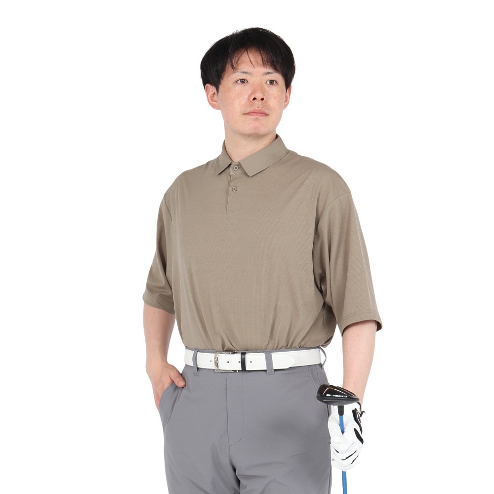 シルバースコット845（SILVERSCOTT845）（メンズ）ゴルフウェア 吸水速乾 WAFFLE POLO 半袖 ポロシャツ SS25SST005 BEG
