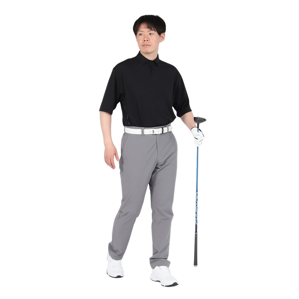 シルバースコット845（SILVERSCOTT845）（メンズ）ゴルフウェア 吸水速乾 WAFFLE POLO 半袖 ポロシャツ SS25SST005 BLK