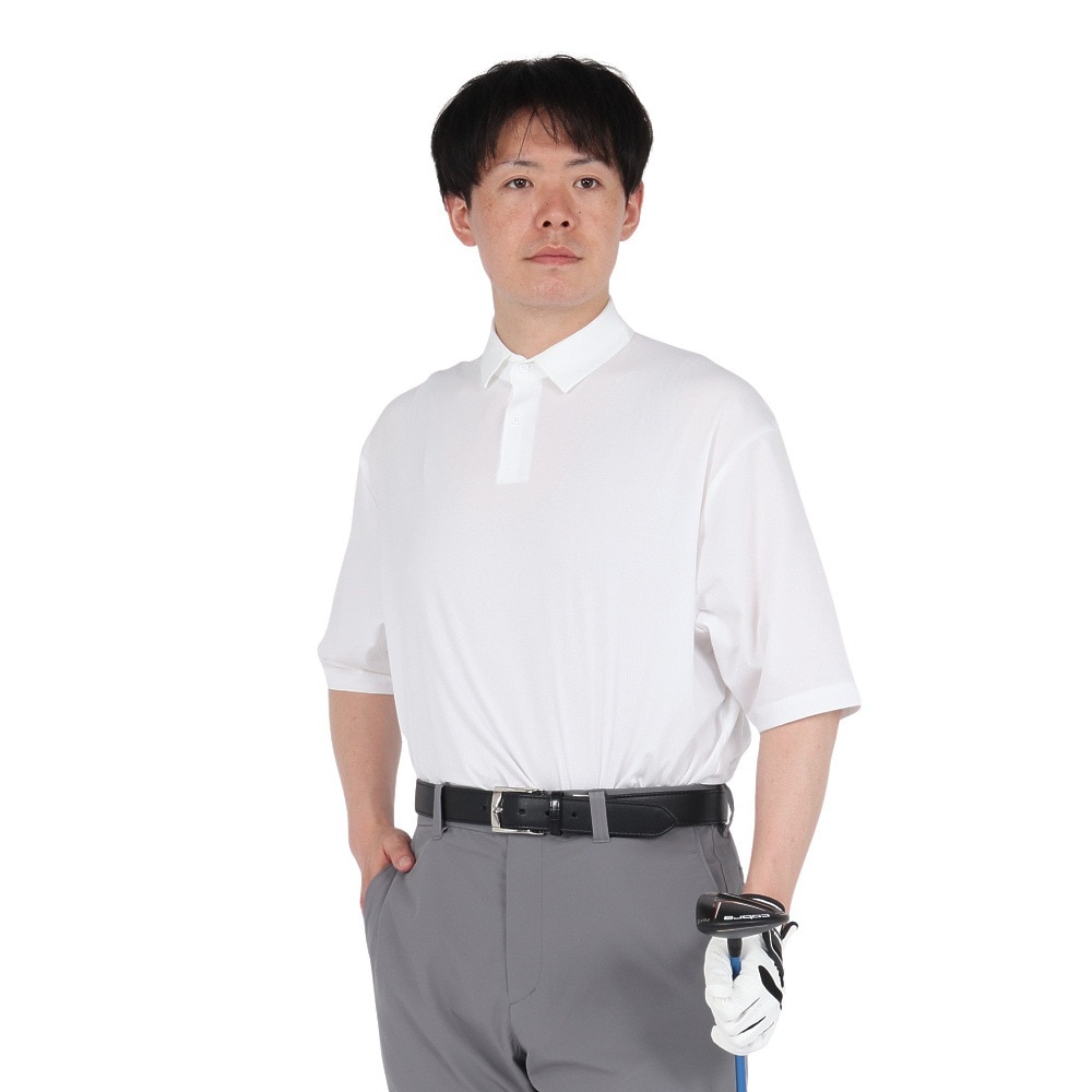 シルバースコット845（SILVERSCOTT845）（メンズ）ゴルフウェア 吸水速乾 WAFFLE POLO 半袖 ポロシャツ SS25SST005 WHT
