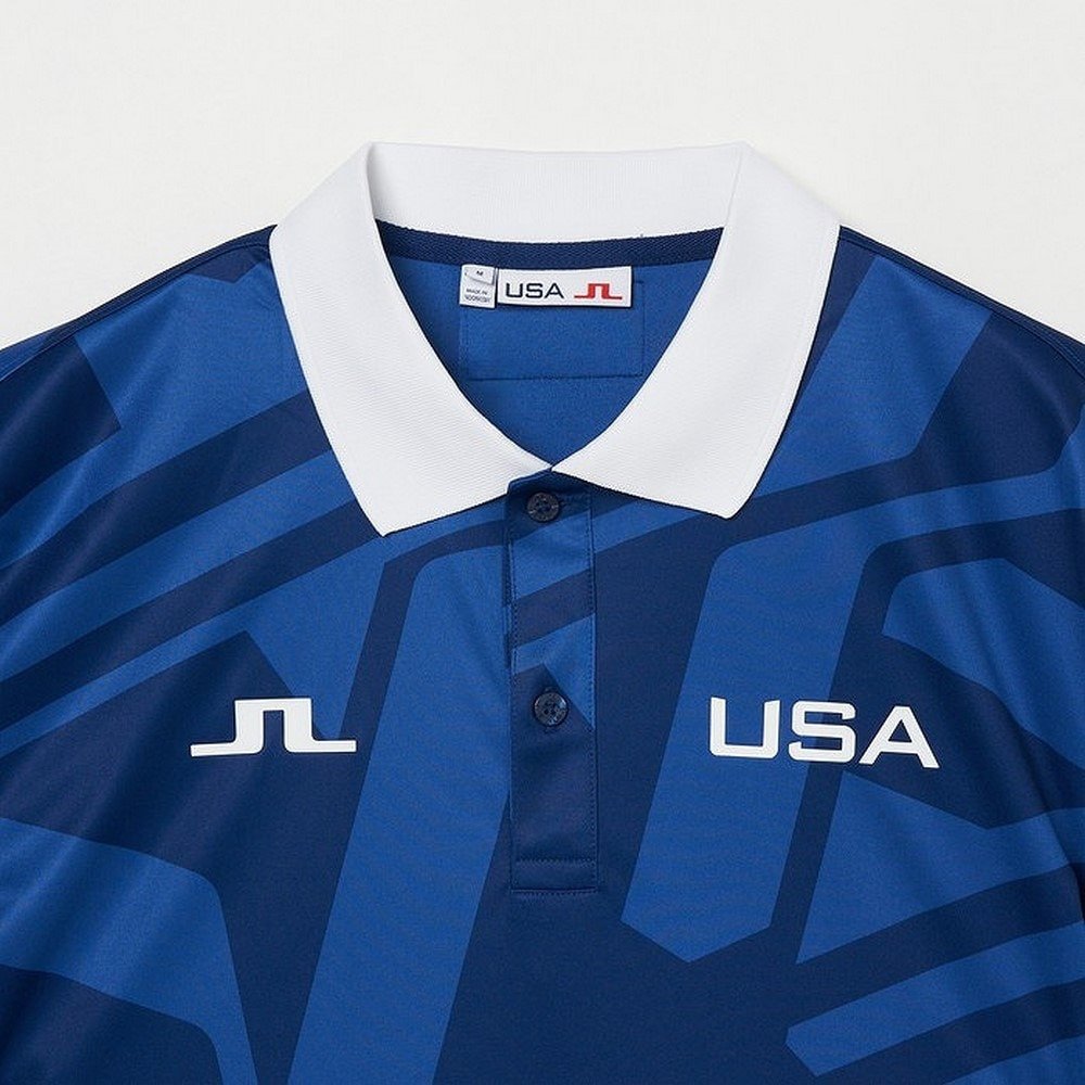 J.LINDEBERG（J.LINDEBERG）（メンズ）ゴルフウェア Alois Print Polo グラフィック柄 半袖ポロシャツ USA GOLF COLLECTION 071-21750-096