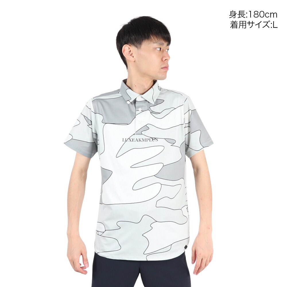 リュクスエイケイエムプラス(LUXEAKMPLUS)ゴルフウェア カモ柄 半袖ポロシャツ LAH-25008white(Men… リュクスエイケイエムプラス（LUXEAKMPLUS）（メンズ）ゴルフウェア