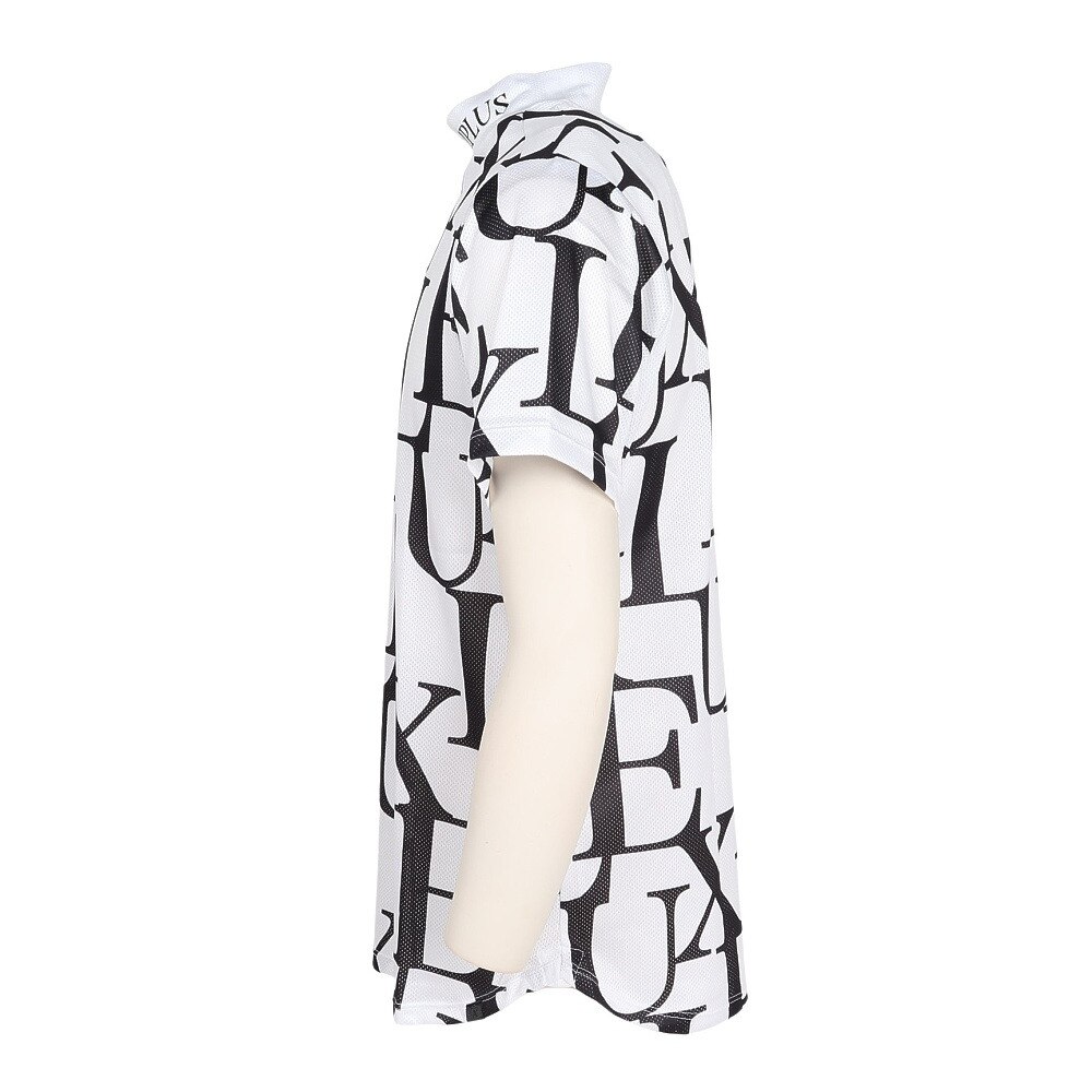 リュクスエイケイエムプラス（LUXEAKMPLUS）（メンズ）ゴルフウェア 総柄半袖モックネックTシャツ LAT-25004white