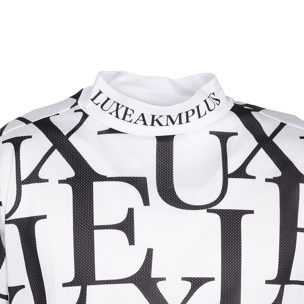 リュクスエイケイエムプラス（LUXEAKMPLUS）（メンズ）ゴルフウェア 総柄半袖モックネックTシャツ LAT-25004white