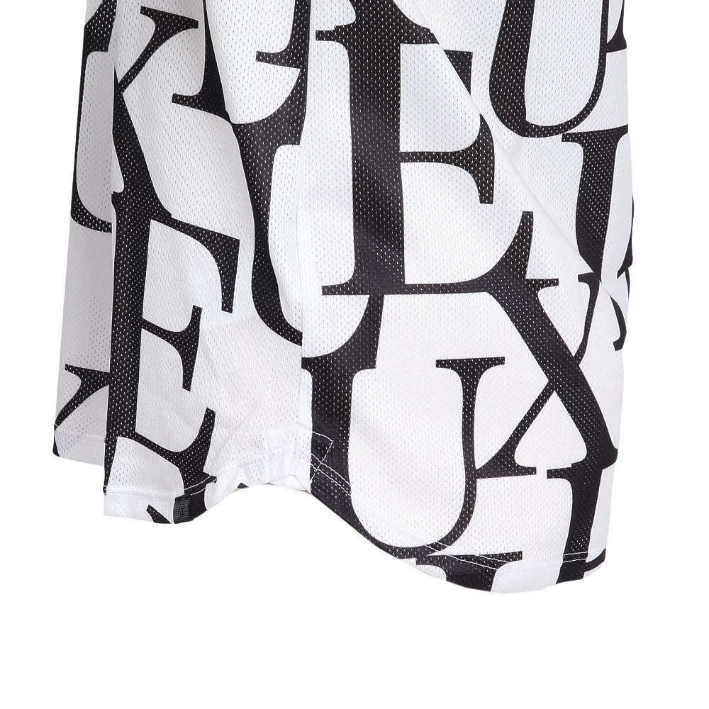 リュクスエイケイエムプラス（LUXEAKMPLUS）（メンズ）ゴルフウェア 総柄半袖モックネックTシャツ LAT-25004white