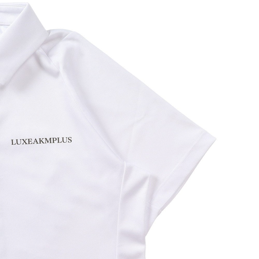 リュクスエイケイエムプラス（LUXEAKMPLUS）（メンズ）ゴルフウェア 吸水速乾 バックロゴ 半袖ポロシャツ LAH-25001white