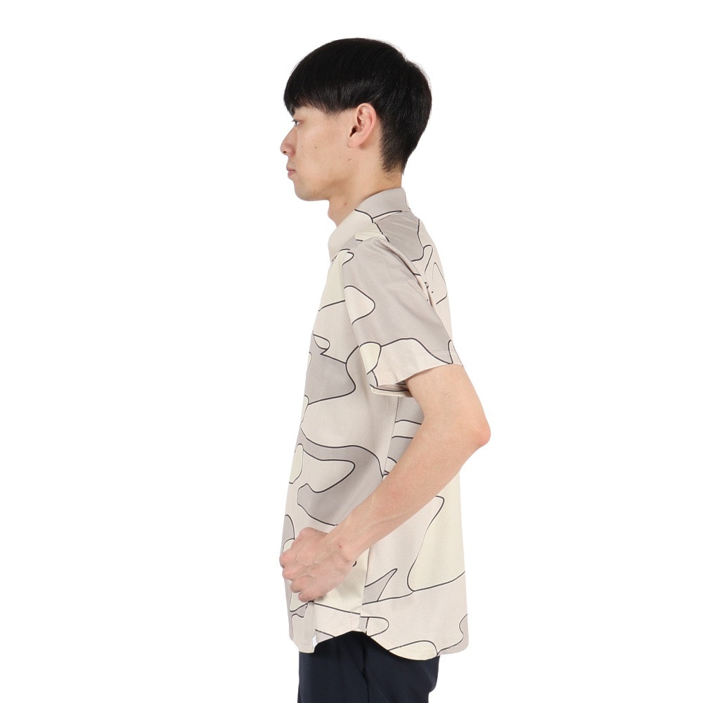 リュクスエイケイエムプラス（LUXEAKMPLU）（メンズ）ゴルフウェア カモ柄 半袖ポロシャツ LAH-25008beige