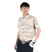 (メンズ)ゴルフウェア カモ柄 半袖ポロシャツ LAH-25008beige