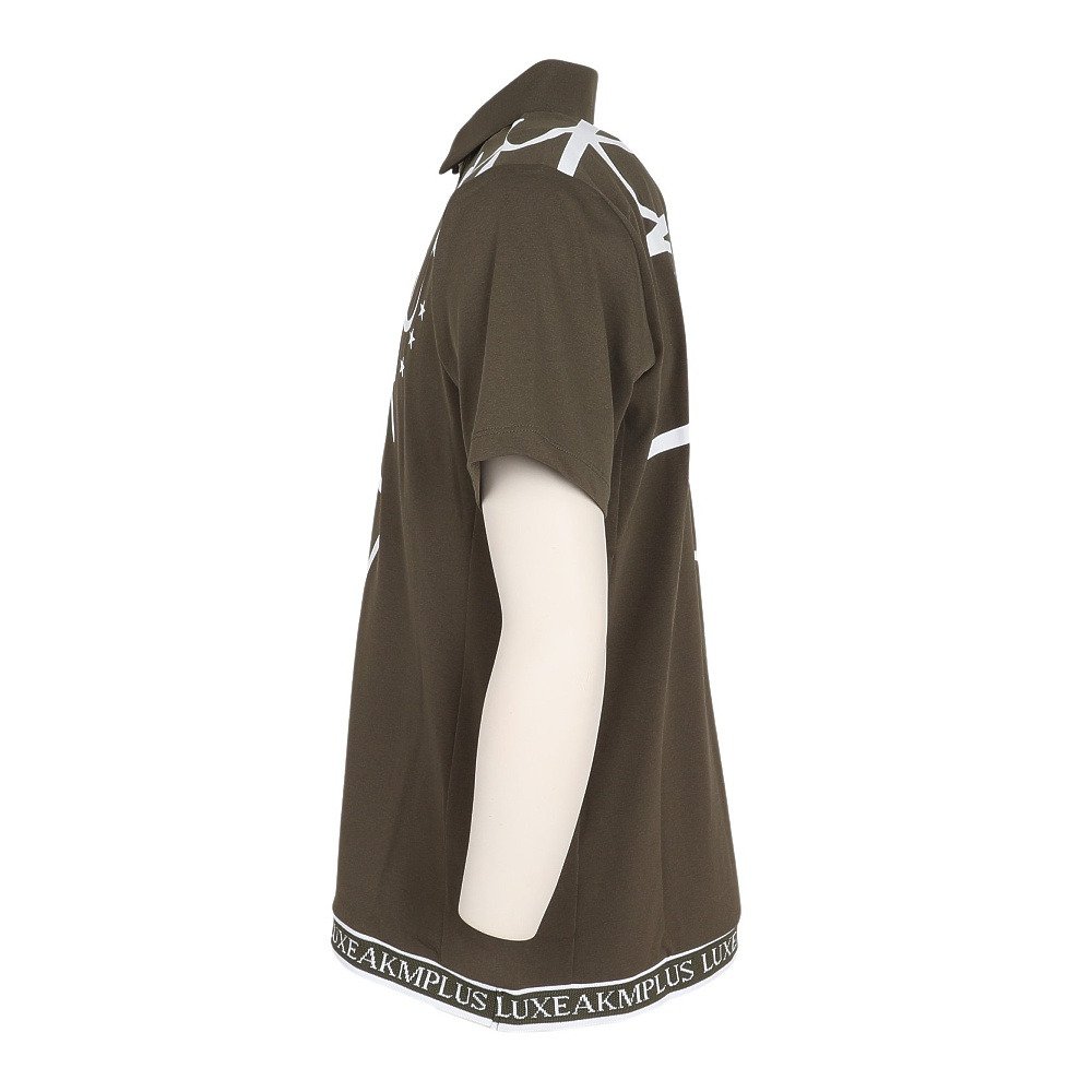 リュクスエイケイエムプラス（LUXEAKMPLUS）（メンズ）ゴルフウェア ドライ カーシブロゴ 半袖ポロシャツ LAH-25009khaki