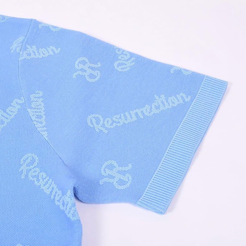 レザレクション（Resurrection）（メンズ）ゴルフウェア モノグラムニットポロシャツ BE12KNPS09-M