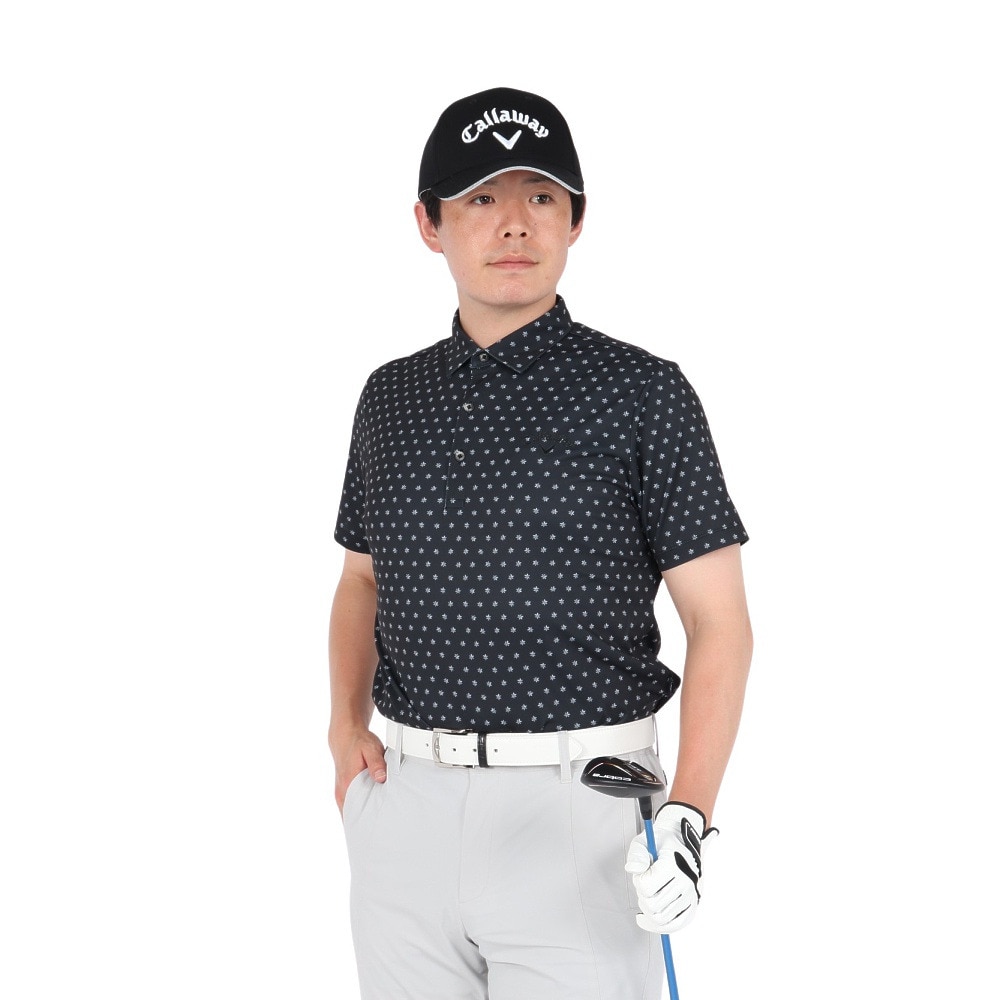 キャロウェイ（CALLAWAY）（メンズ）ゴルフウェア ミニフラワープリント ハイゲージ鹿の子半袖シャツ C25234102-1010