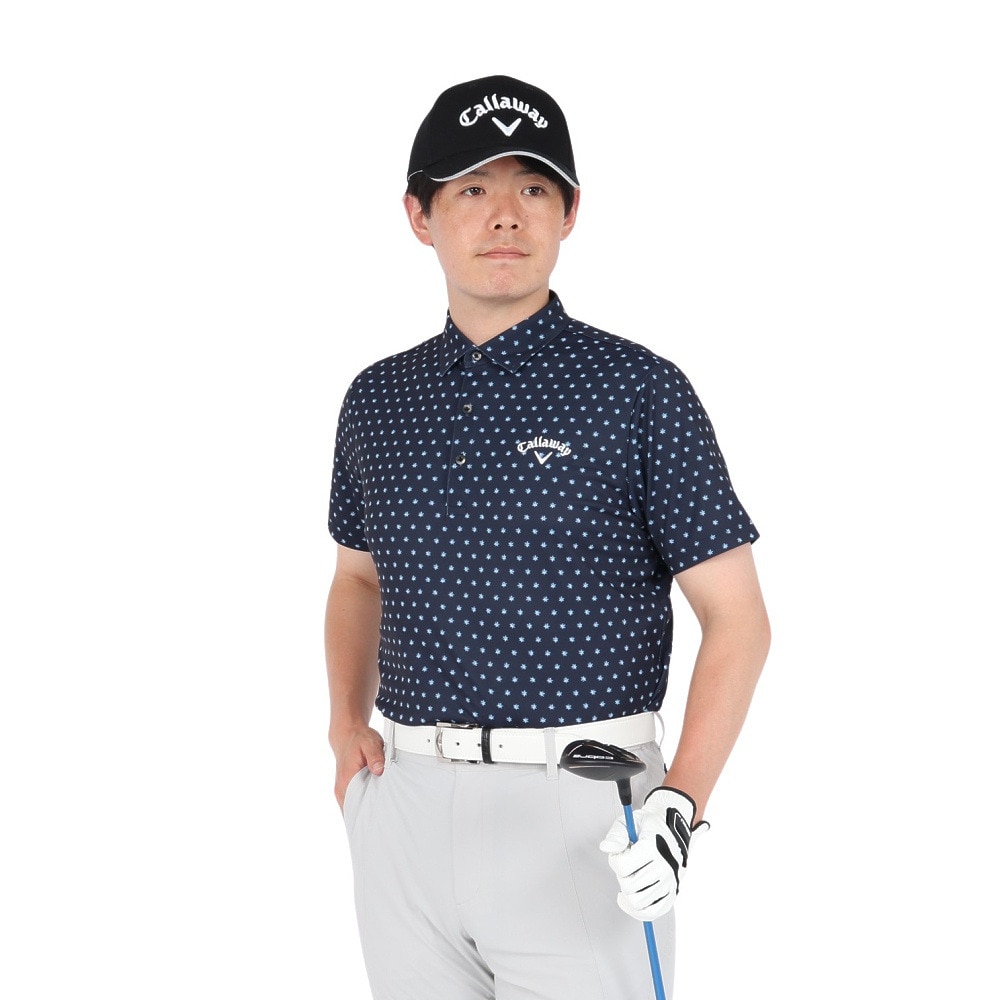 キャロウェイ（CALLAWAY）（メンズ）ゴルフウェア ミニフラワープリント ハイゲージ鹿の子半袖シャツ C25234102-1120