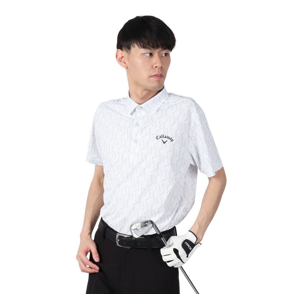 キャロウェイ（CALLAWAY）（メンズ）ゴルフウェア 半袖 吸汗速乾 ロゴプリントハイゲージカノコシャツ C25234103-1030