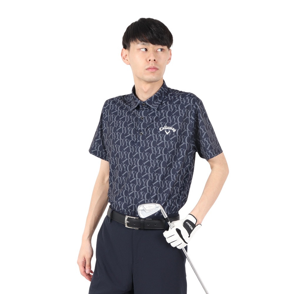 キャロウェイ（CALLAWAY）（メンズ）ゴルフウェア 吸汗速乾 ロゴプリント 鹿の子 半袖 ポロシャツ C25234103-1120