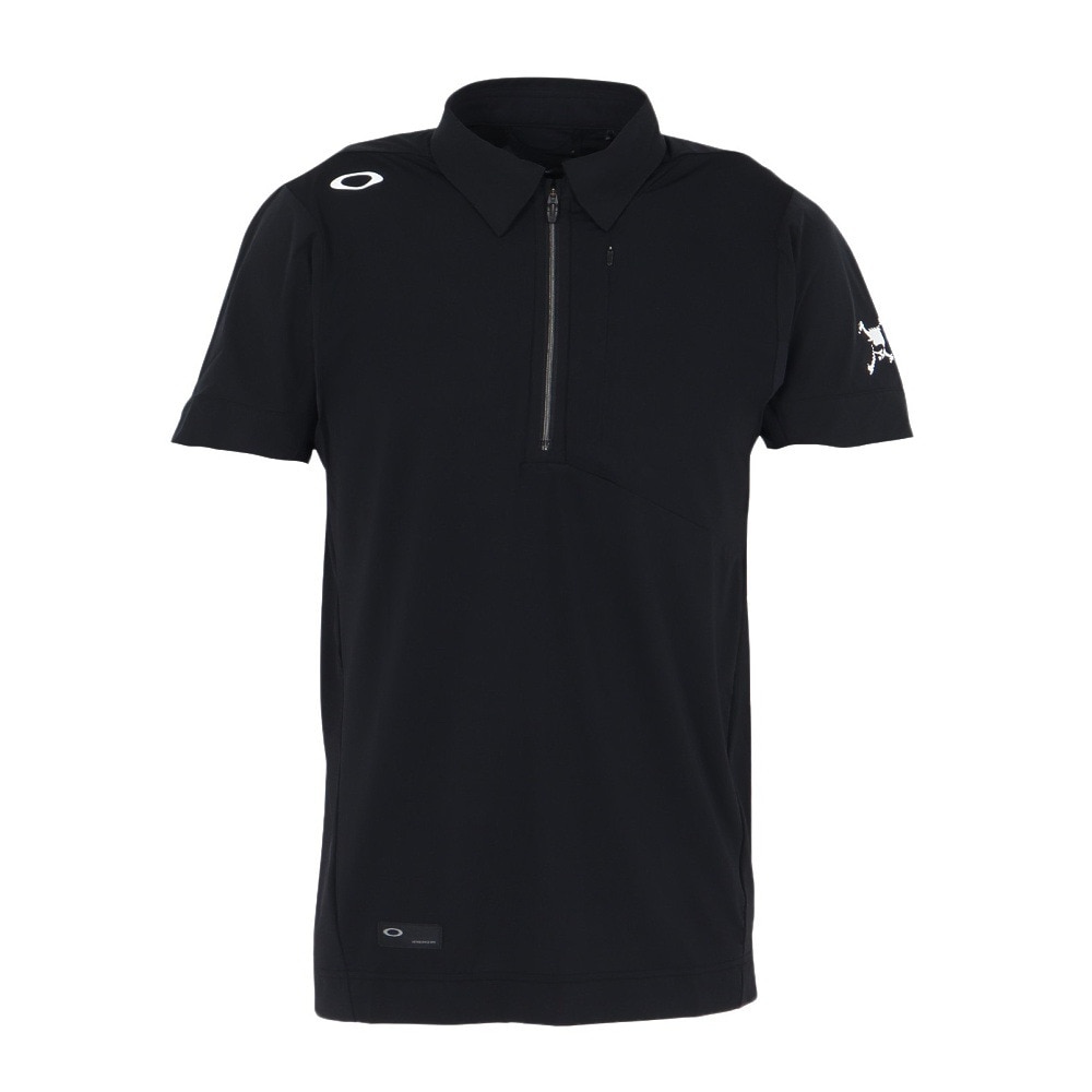 オークリー（OAKLEY）（メンズ）ゴルフウェア 半袖ポロシャツ スカル IDEALLY ハイブリッド ジップ FOA408144-02E