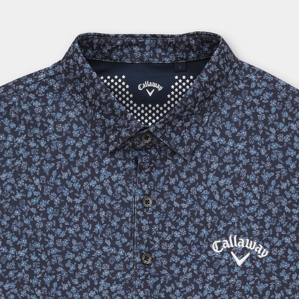 キャロウェイ（CALLAWAY）（メンズ）ゴルフウェア 吸汗速乾 ミニカノコ 小花総柄半袖シャツ C26134112-1120