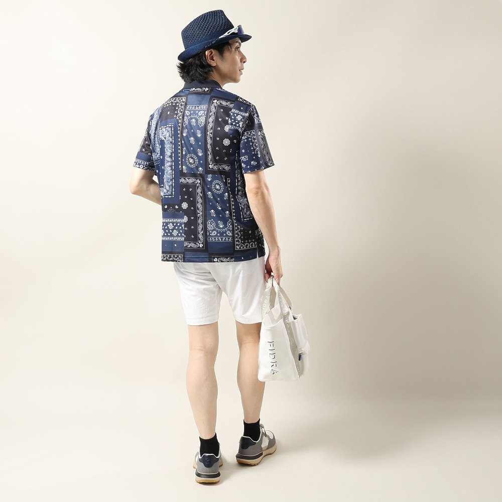 フィドラ（FIDRA）（メンズ）ゴルフウェア 接触冷感 バンダナプリント 半袖ポロシャツ FD5VTG08 NVY