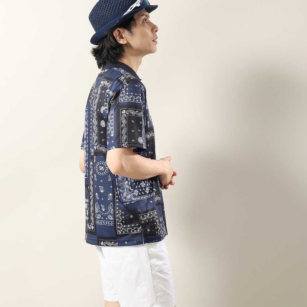 フィドラ（FIDRA）（メンズ）ゴルフウェア 接触冷感 バンダナプリント 半袖ポロシャツ FD5VTG08 NVY