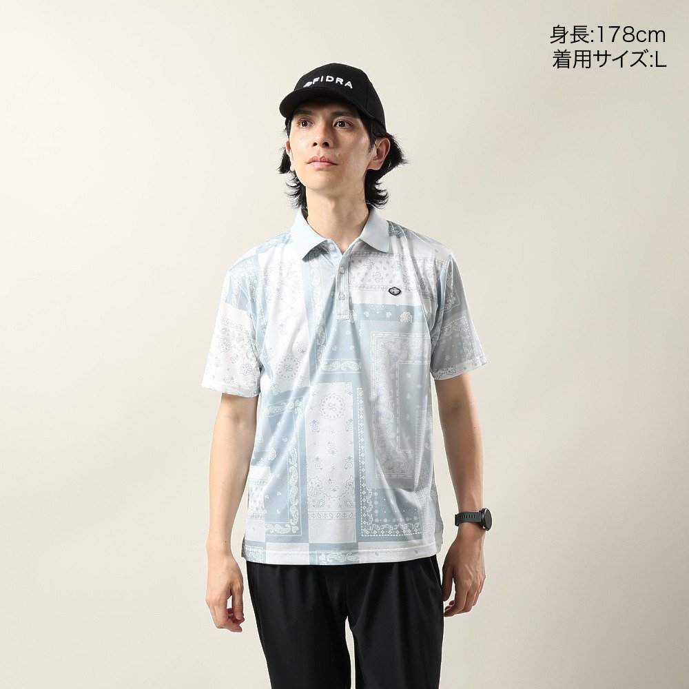フィドラ（FIDRA）（メンズ）ゴルフウェア 接触冷感 バンダナプリント 半袖ポロシャツ FD5VTG08 WHT