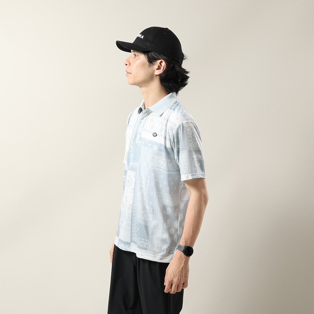 フィドラ（FIDRA）（メンズ）ゴルフウェア 接触冷感 バンダナプリント 半袖ポロシャツ FD5VTG08 WHT