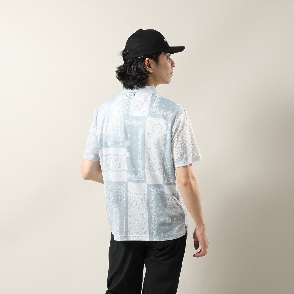 フィドラ（FIDRA）（メンズ）ゴルフウェア 接触冷感 バンダナプリント 半袖ポロシャツ FD5VTG08 WHT